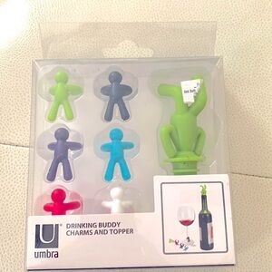 Umbra Drink Markers/Charms & Wine Stopper Drinking Buddies-Perfect Host Gift! 🎁